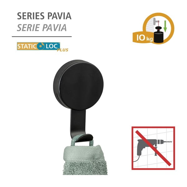 Комплект от 2 черни куки за кърпи Pavia - Wenko-image-1