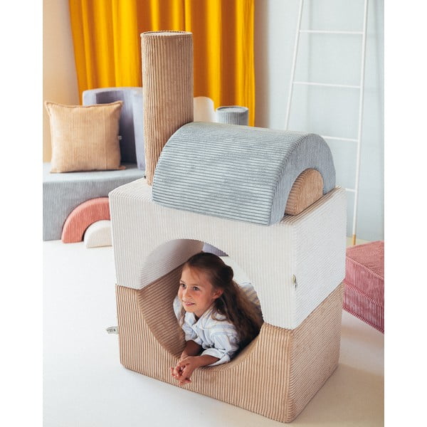 Кремаво велурено игрище от пяна 75x49x37 cm Rainbow Montessori – Wigiwama-image-4