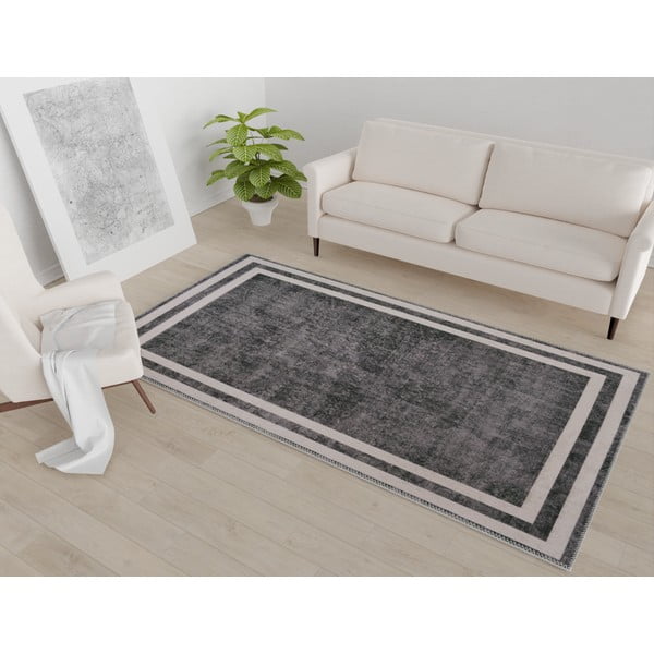 Сив и кремав миещ се килим 200x80 cm - Vitaus-image-1