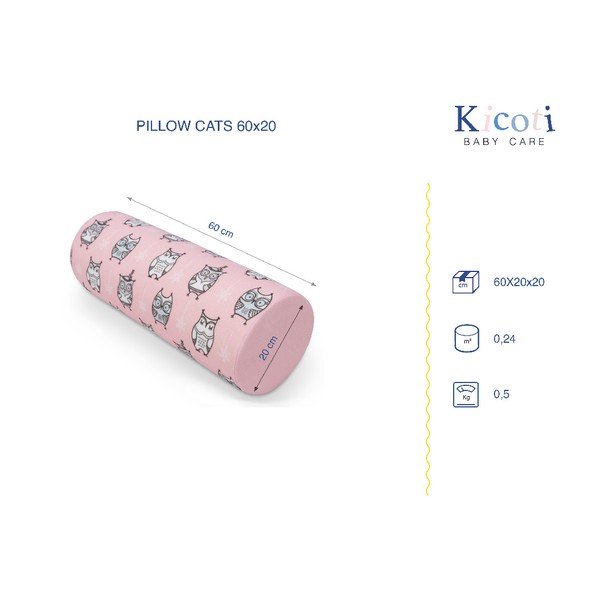 Розова възглавница с мотив на сова , 15 x 40 cm - KICOTI-image-1