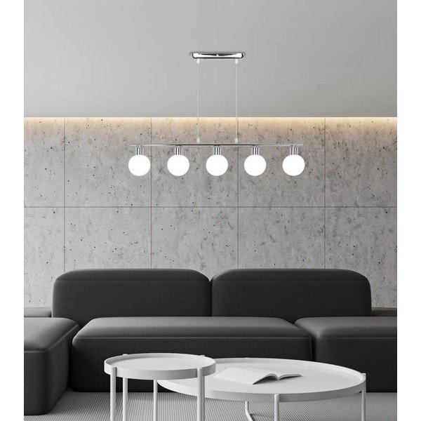 Висяща лампа в сребристо със стъклен абажур 10x82 cm Oden - Candellux Lighting-image-1