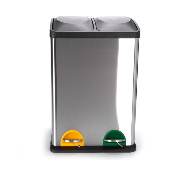 Стоманено кошче за боклук  за рециклиране с педал в матово сребрист цвят 2x20 l Tri Selectif – MSV-image-2