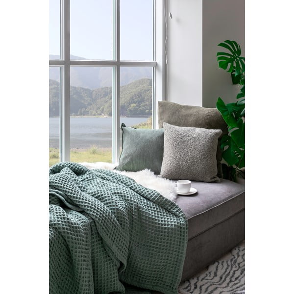 Сиво памучно одеяло , 130 x 170 cm Waffle - Tiseco Home Studio-image-1