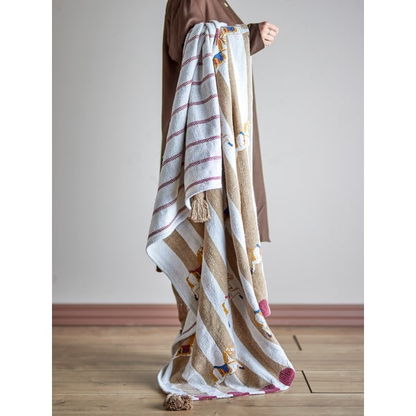 Бяло-кафяво одеяло 130x160 cm Merry-go-round – Bloomingville-image-1