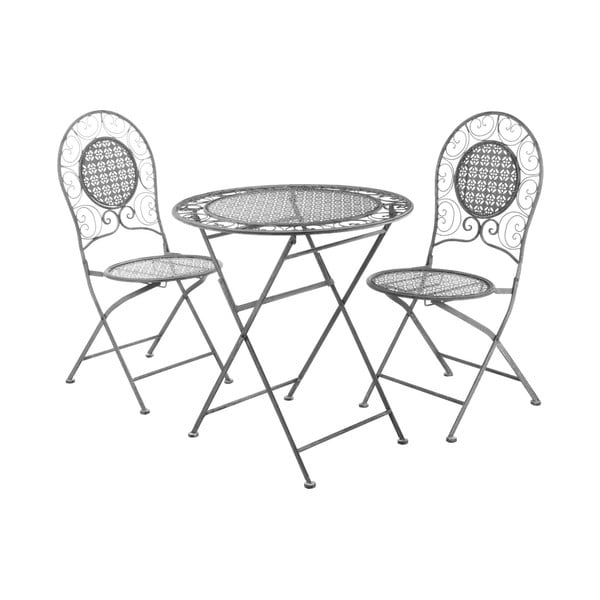 Комплект от 2 сиви сгъваеми градински стола и маса Jardin - Premier Housewares
