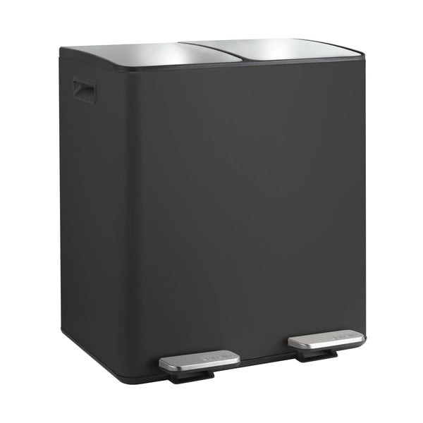 Матово черно стоманено кошче за боклук 2x20 l за рециклиране с педал   Aliya – Spirella