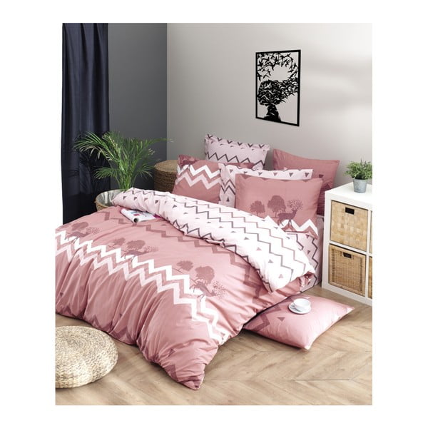 Памучно спално бельо за двойно легло Ranforce с чаршаф Bree Dusty Rose, 160 x 220 cm - Mijolnir