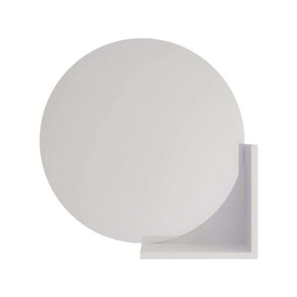 Стенно огледало с бял рафт, ø 60 cm Lucija - Skandica