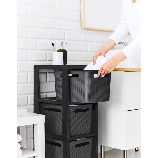 Черно-сива пластмасова подвижна етажерка 30x77 cm Brisen - Rotho-image-3