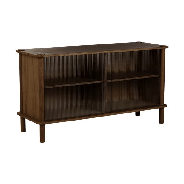 Кафява витрина от масивен дъб с плъзгащи се врати 135x73,5x48 cm Italic – UMAGE-image-1