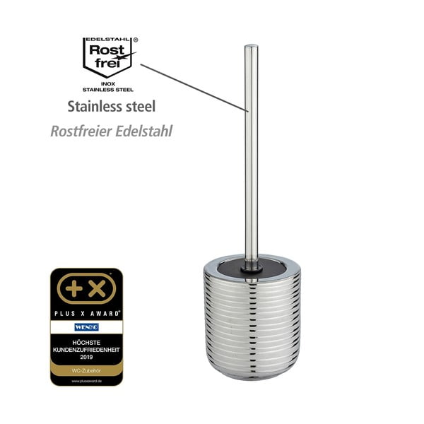 Керамична четка за тоалетна в сребрист цвят Vilalba - Wenko-image-4