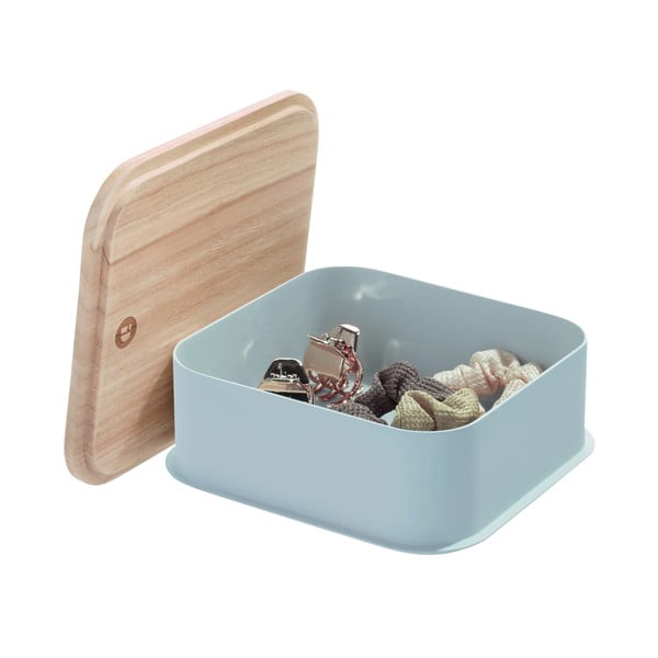 Сива кутия за съхранение с капак, изработена от дърво от пауловния , 21,3 x 21,3 cm Eco - iDesign-image-2