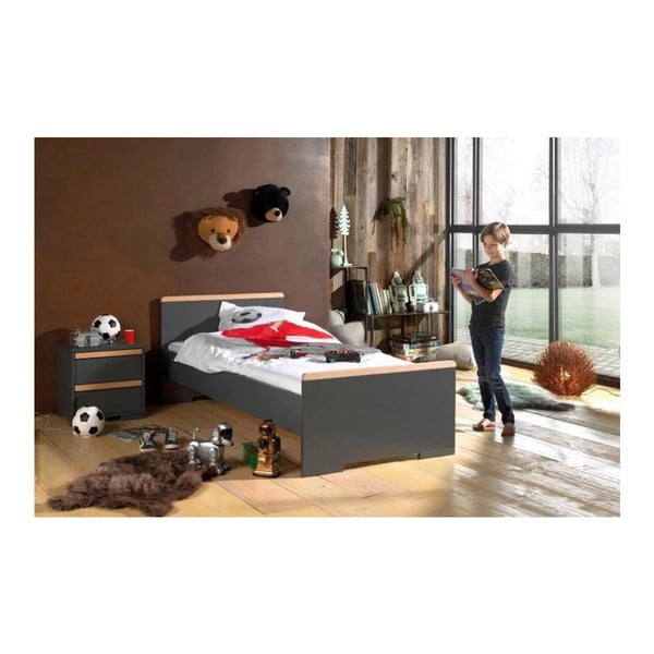 Тъмносиво детско нощно шкафче London – Vipack-image-2