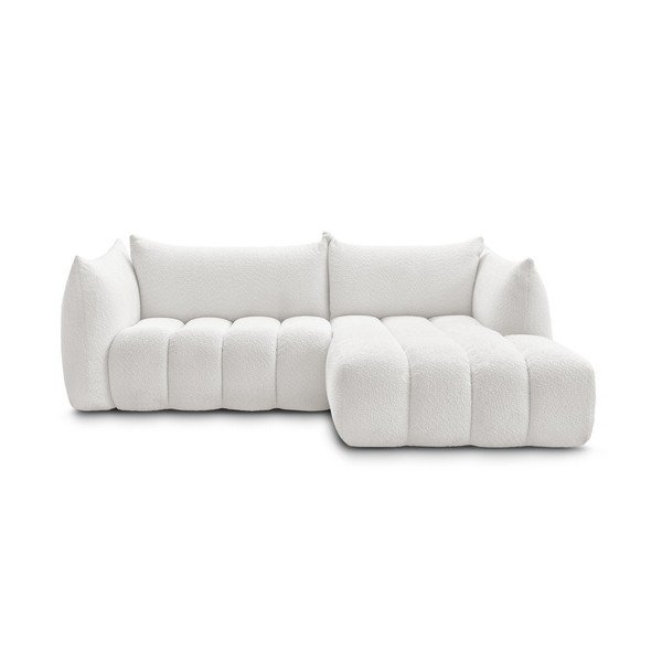 Бял ъглов диван от прежда с примки от букле (десен ъгъл) Azra – Bobochic Paris