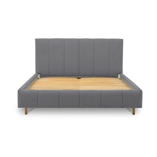 Сиво тапицирано двойно легло с включена подматрачна рамка 180x200 cm Zee – Scandic-image-2