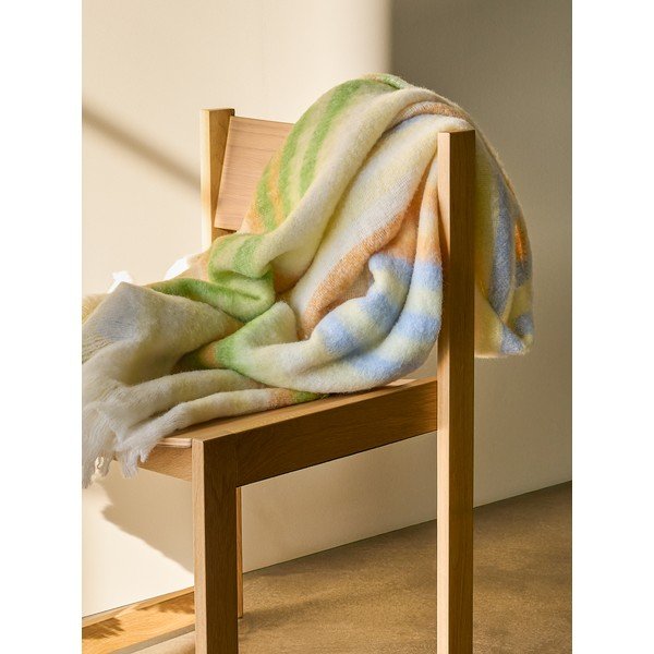 Жълто/зелено одеяло със смес от вълна 140x200 cm Loom – Hübsch-image-1