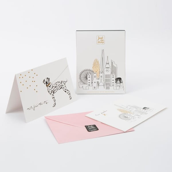 Комплект от 6 картички и розови пликове Just Add Stamp London - GO Stationery