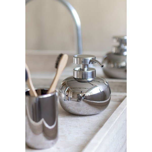 Керамичен диспенсер за сапун в сребрист цвят 200 ml Lotus – Mette Ditmer Denmark-image-1