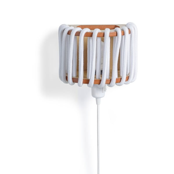 Бяла стенна лампа с дървена конструкция, дължина 20 cm Macaron - EMKO-image-1