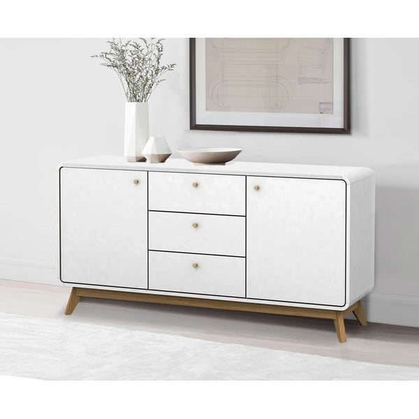 Бял нисък скрин 140x75 cm Caitlin – Støraa-image-1