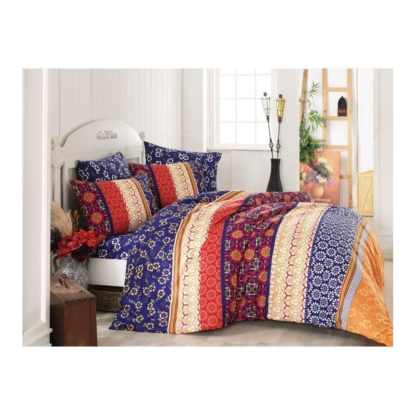 Памучен комплект чаршафи за единично легло, цветен, 160 x 220 cm - Unknown