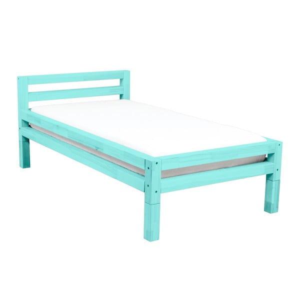 Тюркоазено единично легло от смърчово дърво Единично, 80 x 180 cm - Benlemi-image-1