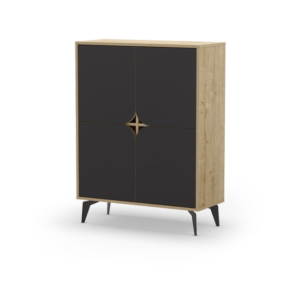 Шкаф в дъбов декор в черно-натурален цвят 90x120 cm Nola - Marckeric-image-3