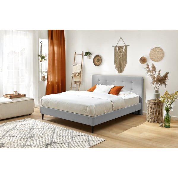 Светлосиво тапицирано двойно легло с решетка 180x200 cm Rory - Bobochic Paris-image-3