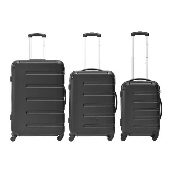 Sada 3 černých cestovních kufrů Packenger