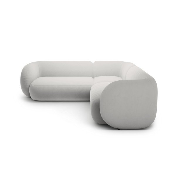 Светлосив кадифен ъглов диван Kate – Micadoni -image-1