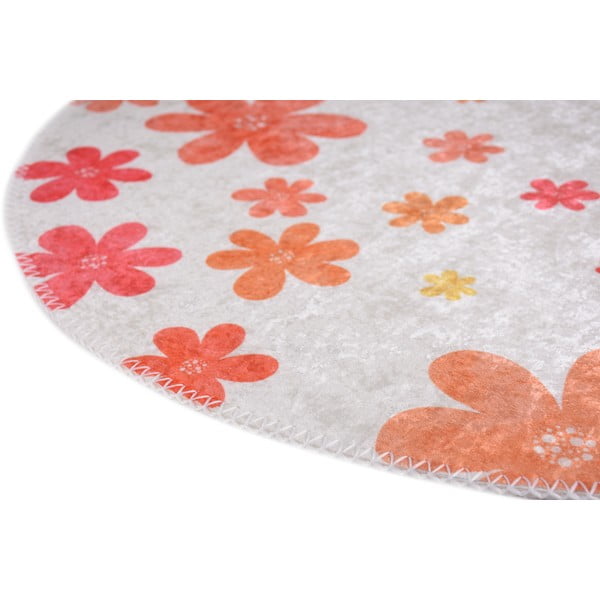 Детски килим подходящ за пране в оранжево цвят слонова кост ø100 cm Fall Flowers – Vitaus-image-2