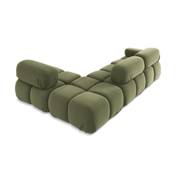 Светлозелен кадифен модулен ъглов диван (десен ъгъл) Lokua – Makamii-image-4