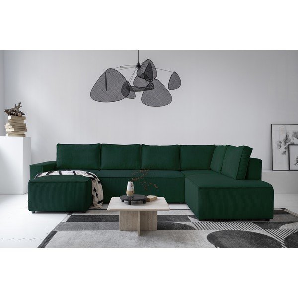 Тъмнозелен разтегателен ъглов диван от рипсено кадифе (десен ъгъл/"U" форма) Brave Dave – Miuform-image-4