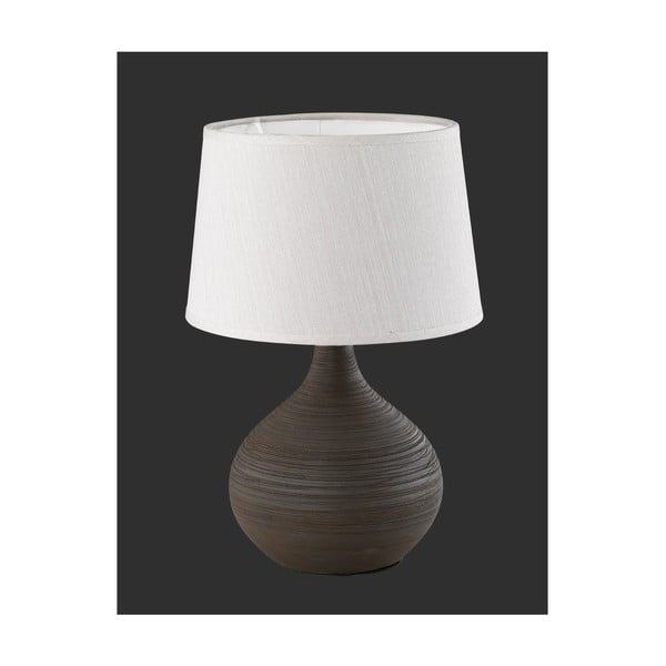 Тъмнокафява настолна лампа от керамика и плат, височина 29 cm Martin - Reality-image-4