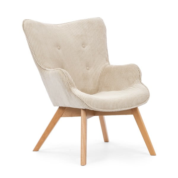 Бежов фотьойл с табуретка от рипсено кадифе Niko – Ropez-image-4