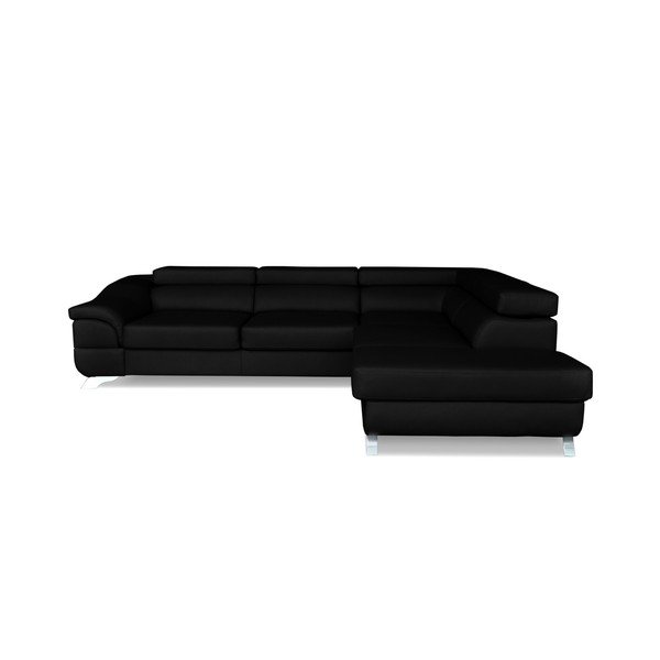 Černá kožená rohová rozkládací pohovka Windsor & Co. Sofas Omnikron, pravý roh-image-3