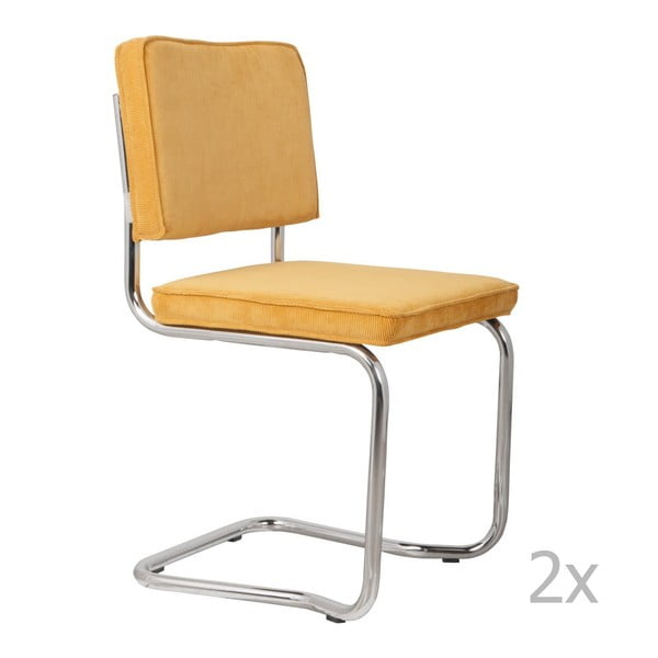 Комплект от 2 жълти стола Ridge Kink Rib - Zuiver
