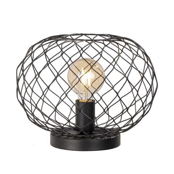 Черна настолна лампа с метален абажур (височина 23 cm) Justin – Fischer & Honsel
