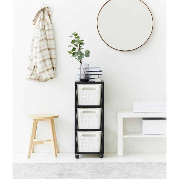 Бял/черен пластмасов подвижен рафт 30x77 cm Brisen - Rotho-image-3