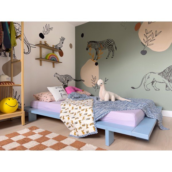 Светлосиньо двойно легло от масивен бор с включена подматрачна рамка 140x200 cm Japan – Karup Design-image-1