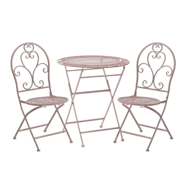 Set 2 růžových zahradních židlí a stolku InArt Antique