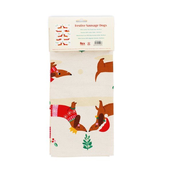 Памучна кърпа за съдове 70x50 cm Festive Sausage Dog – Rex London-image-3