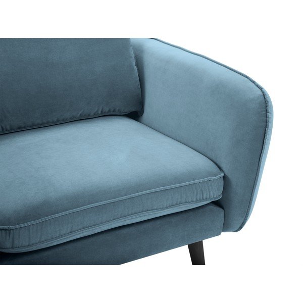 Светлосиньо кадифено кресло с черни крака Lento - Kooko Home-image-4