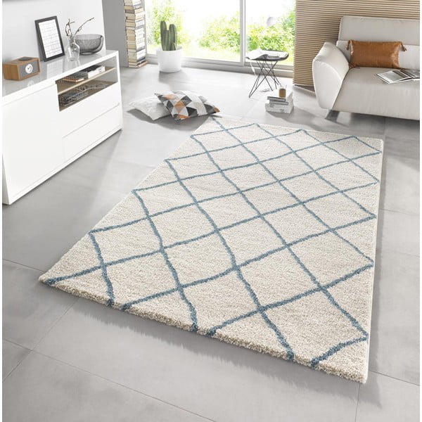 Bílý koberec Mint Rugs Grid, 80 x 150 cm-image-1