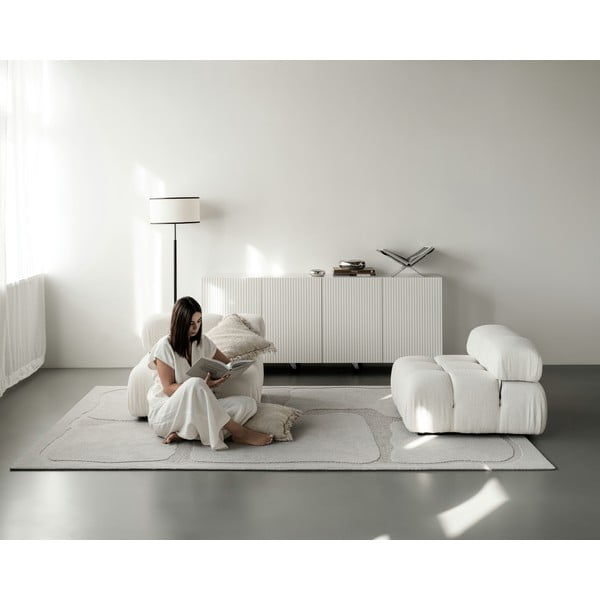 Светлосив вълнен килим 200x300 cm Morphic Organica – Agnella-image-3