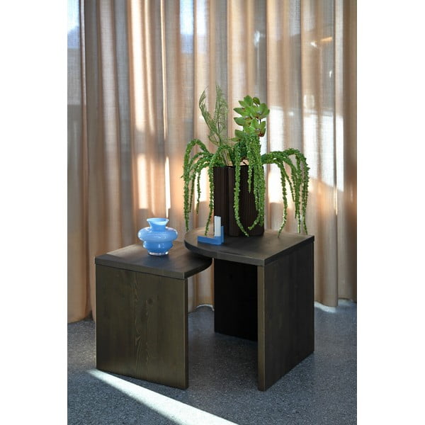 Тъмнокафяви масички за кафе в комплект 2 бр. от масивен бор Combine – Karup Design-image-1