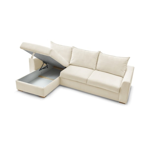 Кремав разтегателен ъглов диван от рипсено кадифе (променлив) Augustin – Bobochic Paris-image-4