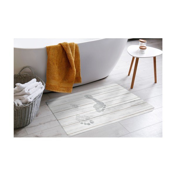 Бяло-сив килим за баня от диатомична глина 50x70 cm Agave – douceur d'intérieur-image-1