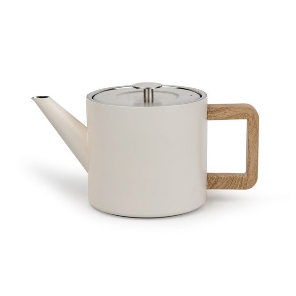 Чайник от неръждаема стомана с цедка в цвят слонова кост 1,1 l Duet Narvik – Bredemeijer