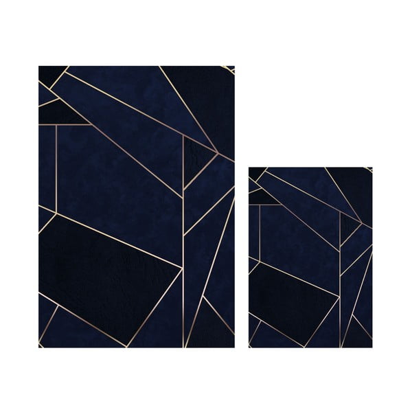 Тъмносини килими за баня в комплект 2 бр. 60x100 cm Geometric – Mila Home